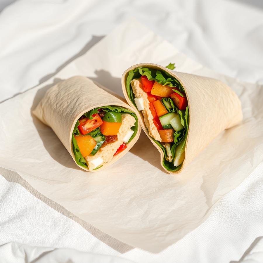 Wrap saludable con vegetales y hummus